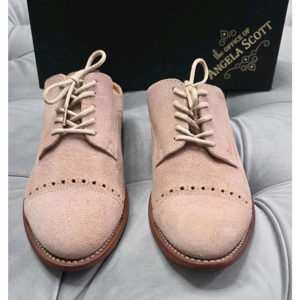 The Office Of Angela Scott Pink Suede Mules Oxfords SlipOn Womens Shoes 37 7 - Picture 4 of 16